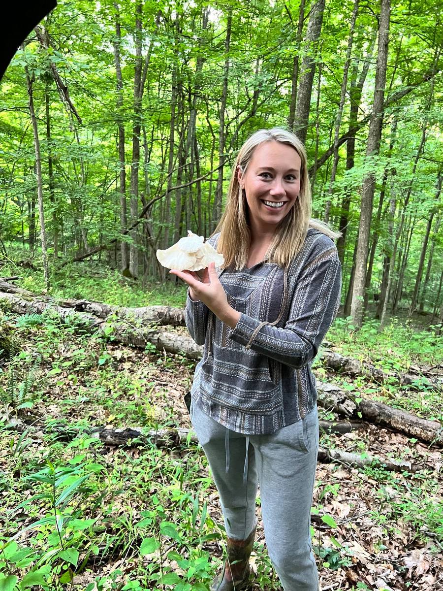 Foraging wild mushrooms in the West Virginia woods